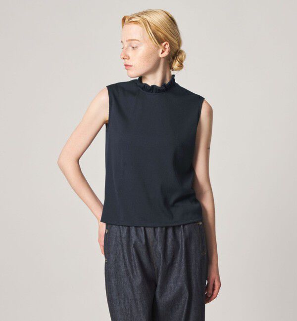 STEVEN ALAN「＜Steven Alan＞フリル ノースリーブ Tシャツ」|Tシャツ・カットソー|NAVY