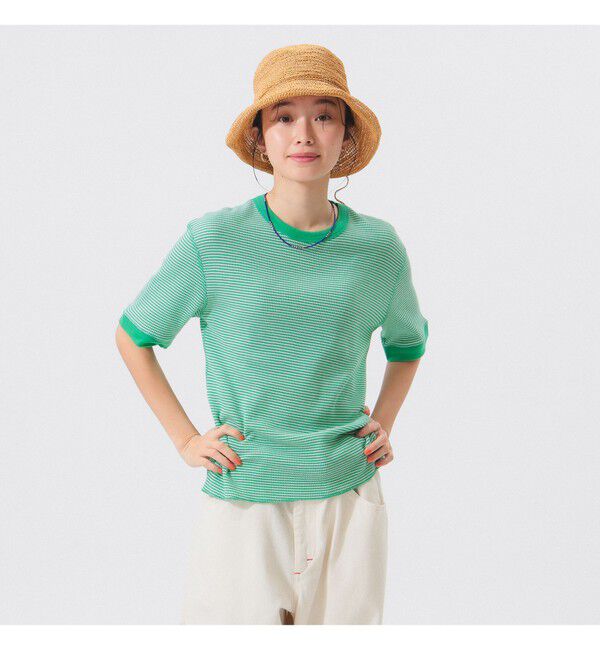 BEAMSBOY「【別注】Healthknit / ワッフル ボーダー Tシャツ」|Tシャツ・カットソー|
