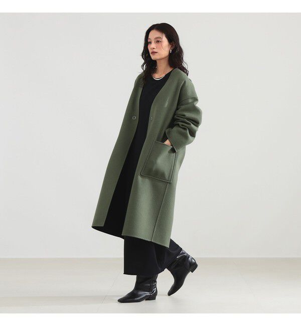 Demi-Luxe BEAMS 「リバー Vネック ロングコート」|ダッフルコート|