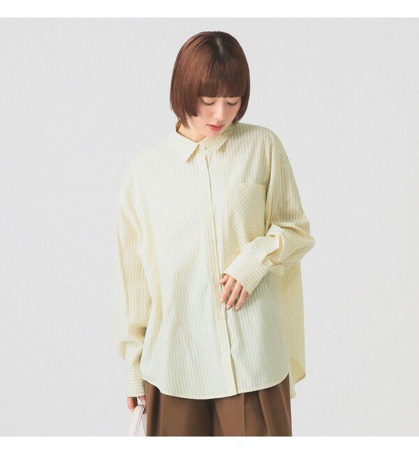 Ray BEAMS 「ストライプ ビッグ シャツ　　26SS 日除け 紫外線対策 冷房対策 レジャー アウトドア 春夏」|シャツ・ブラウス|BEIGE