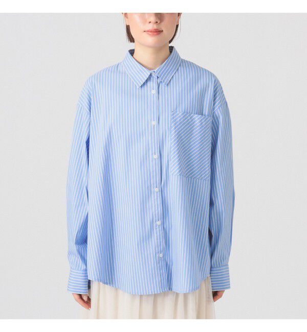Ray BEAMS 「ストライプ ビッグ シャツ　　26SS 日除け 紫外線対策 冷房対策 レジャー アウトドア 春夏」|シャツ・ブラウス|