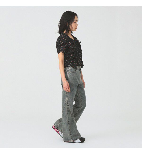 Ray BEAMS 「フラワー プリント シャーリング シャツ　　26SS  花柄 ショート丈 洗える イージーケア 夏 ブラウス」|シャツ・ブラウス|