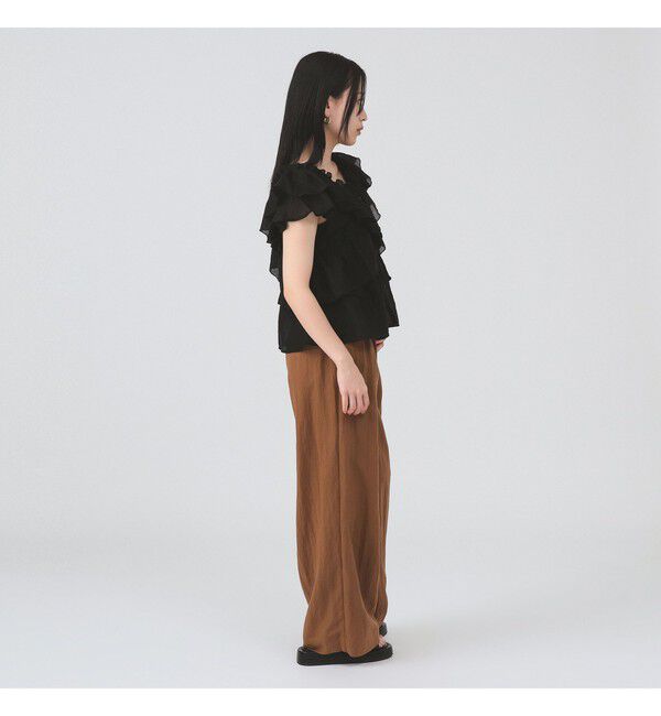Ray BEAMS 「ラッフル ティアード Vネック フレンチスリーブ」|シャツ・ブラウス|