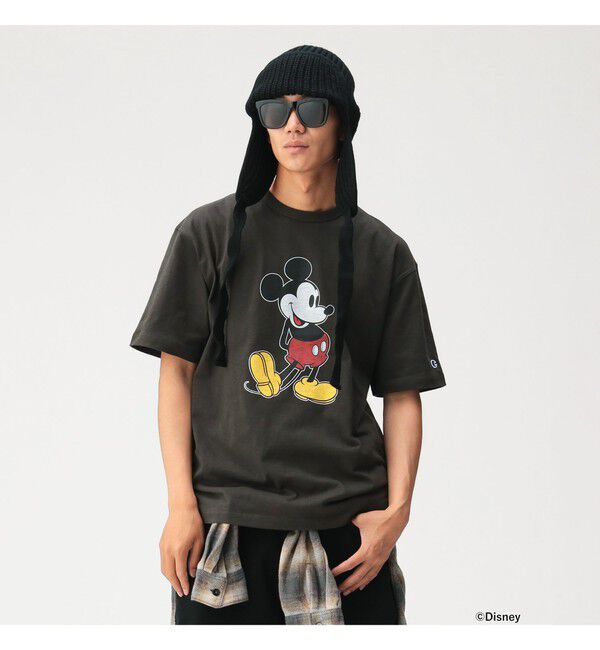 BEAMS「【別注】Champion / ミッキーマウス / Ｔシャツ」|Tシャツ・カットソー|BLACK