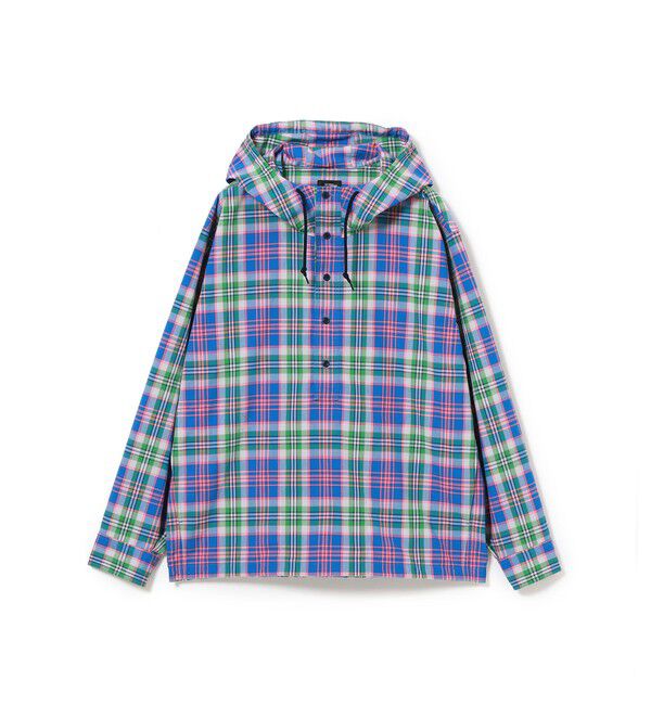 BEAMS「チェック フーディシャツ」|シャツ・ブラウス|BLUE