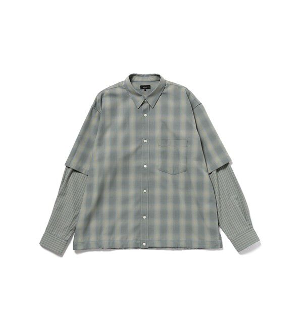 BEAMS「レイヤード チェックシャツ」|シャツ・ブラウス|GREEN_CHK