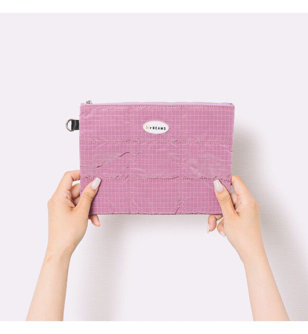 bPr BEAMS「リップストップ フラット ポーチ M」|ポーチ|PINK