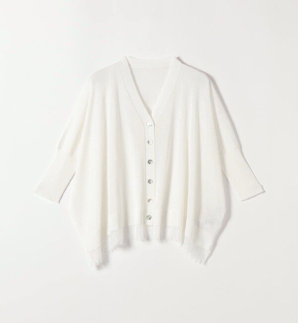 quaranciel「quaranciel:〈手洗い可能〉レース ヘム Vネック ポンチョ ニット カーディガン」|カーディガン|