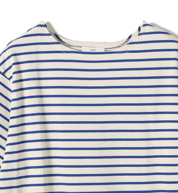 SHIPS for women「〈手洗い可能〉ボーダー 袖 レース ワイド プルオーバー」|Tシャツ・カットソー|