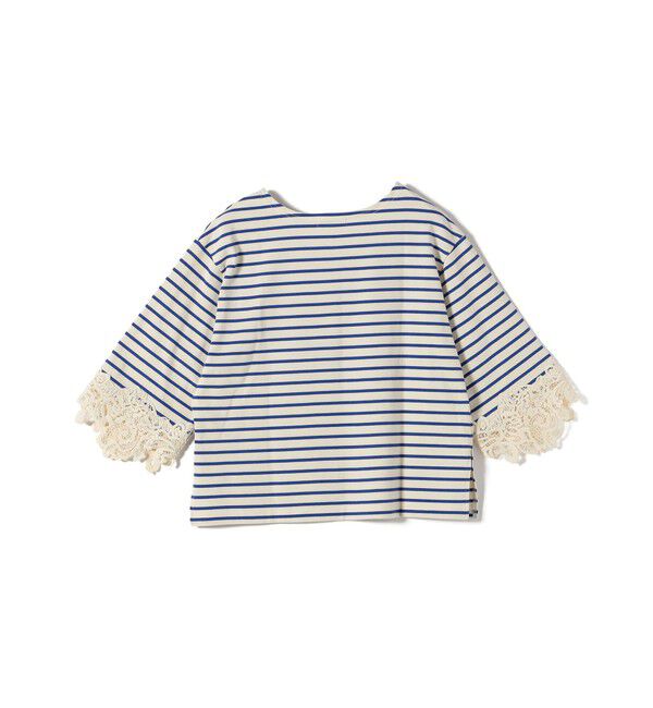 SHIPS for women「〈手洗い可能〉ボーダー 袖 レース ワイド プルオーバー」|Tシャツ・カットソー|