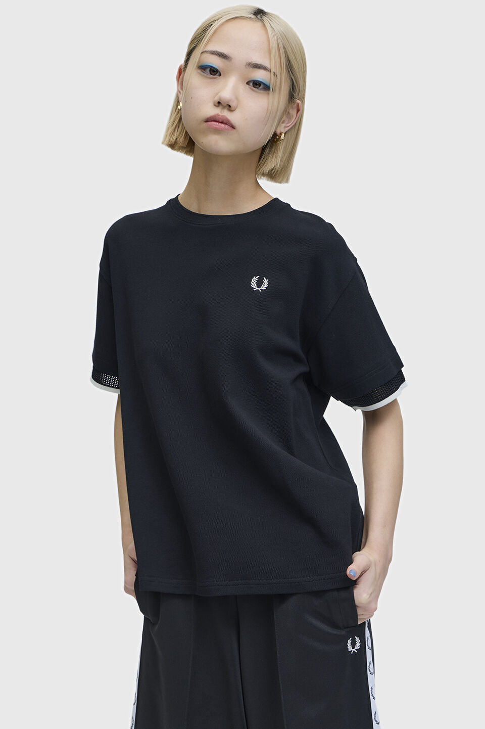 FRED PERRY 「FRED PERRY／Mesh Cuff Pique T-Shirt／メッシュカフスピケTシャツ」|Tシャツ・カットソー|