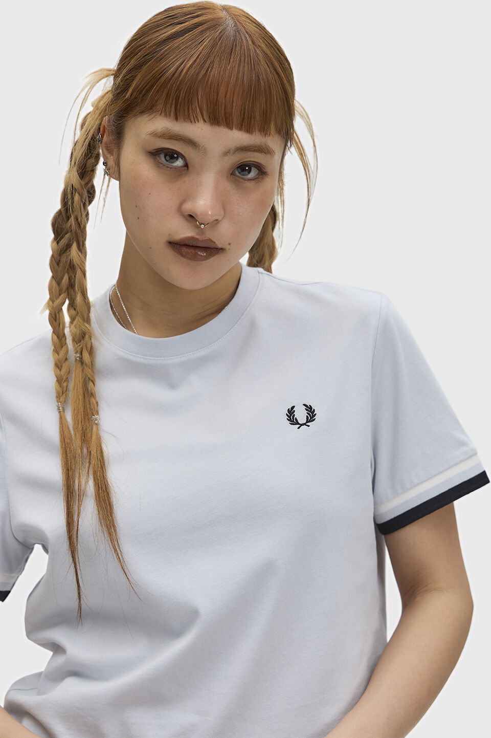 FRED PERRY 「Bold Tipped T-Shirt／ボールドティップラインTシャツ」|Tシャツ・カットソー|DUSKY BLUE