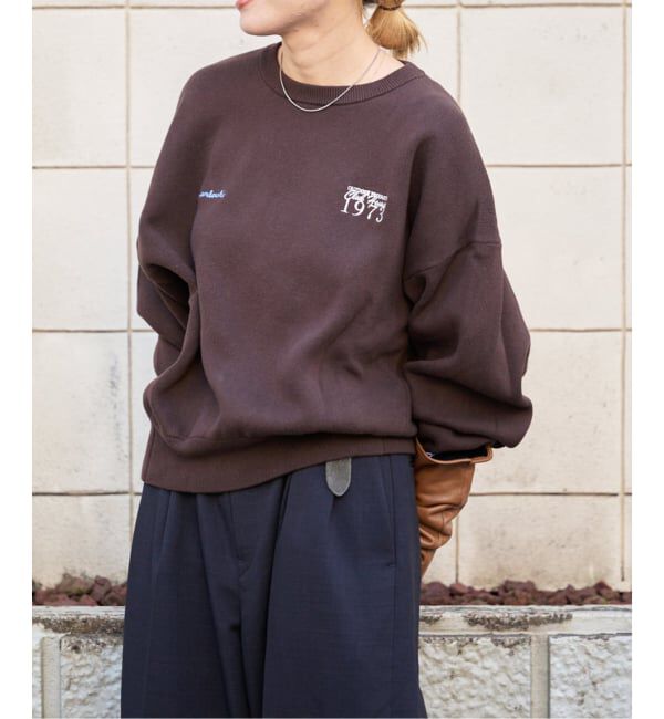 OUTDOOR PRODUCTS Usual Things「追加2 ロゴ刺繍スウェットライククルーネックニットプルオーバー」|ニット・セーター|ブラウン