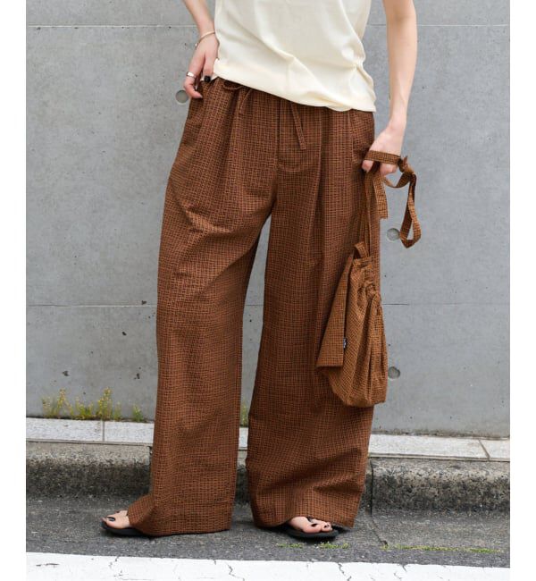 OUTDOOR PRODUCTS Usual Things「追加 コットンサッカーチェックイージーパンツ セットアップ対応」|スラックス|