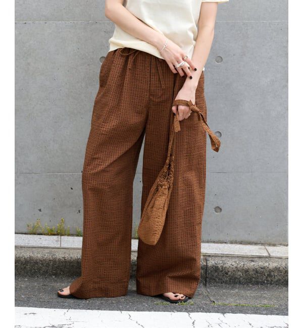 OUTDOOR PRODUCTS Usual Things「追加 コットンサッカーチェックイージーパンツ セットアップ対応」|スラックス|