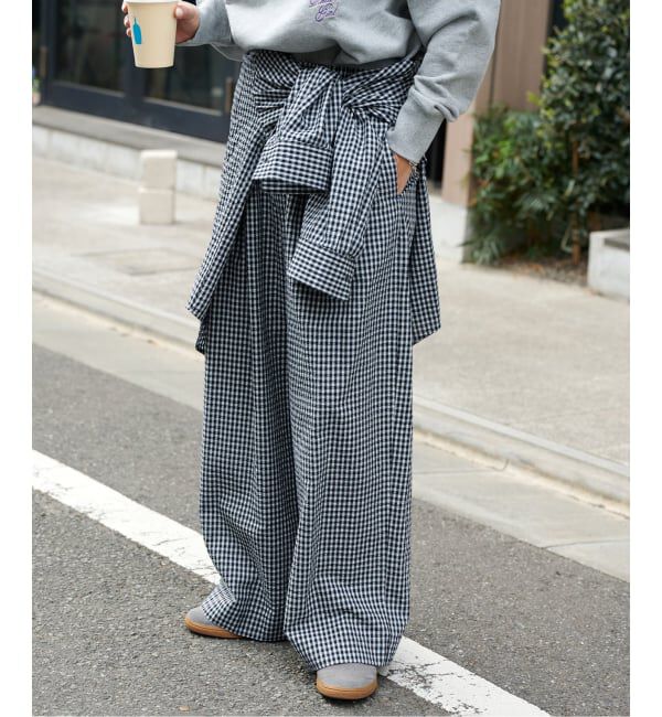 OUTDOOR PRODUCTS Usual Things「追加 コットンサッカーチェックイージーパンツ セットアップ対応」|スラックス|