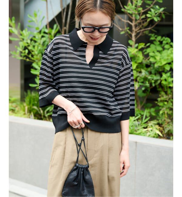OUTDOOR PRODUCTS Usual Things「ハイゲージシアースキッパーニット」|ポロシャツ|ブラック