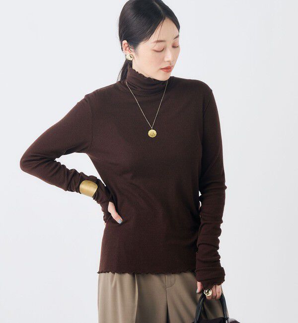 NOLLEY'S「MY STANDARDウォッシャブルリブタートル」|Tシャツ・カットソー|ブラウン