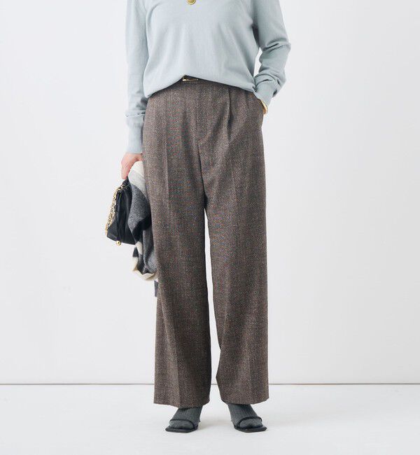 NOLLEY'S「《ストレッチ》ウォッシャブルネップツイードワイドパンツ」|その他|ブラウンベージュ系1