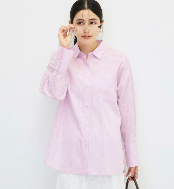 NOLLEY'S sophi「ウォッシャブル120/2ストライプオーバーシャツ」|シャツ・ブラウス|