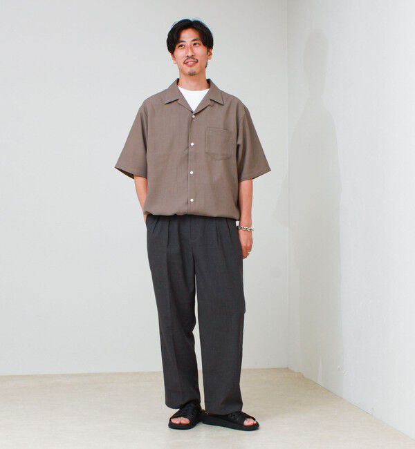GLOSTER「【COOLMAX/セットアップ対応】エバレットメッシュオープンカラー半袖シャツ」|シャツ・ブラウス|