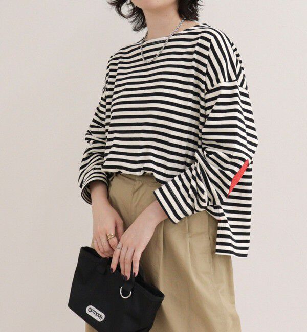 fredy emue「ボーダーハートパッチプルオーバーカットソー」|Tシャツ・カットソー|