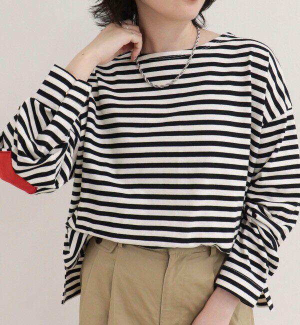 fredy emue「ボーダーハートパッチプルオーバーカットソー」|Tシャツ・カットソー|