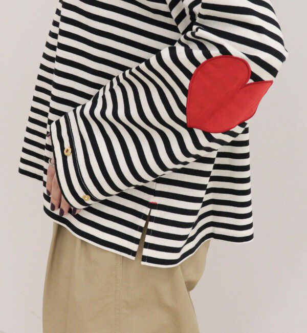 fredy emue「ボーダーハートパッチプルオーバーカットソー」|Tシャツ・カットソー|