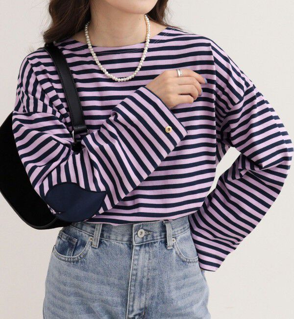 fredy emue「ボーダーハートパッチプルオーバーカットソー」|Tシャツ・カットソー|