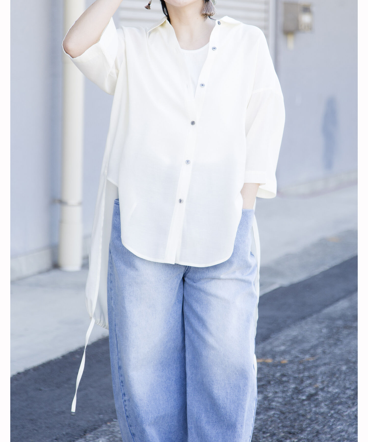 「【WEB限定アイテム】ﾊﾞｯｸﾛﾝｸﾞｷﾞｬｻﾞｰﾌﾞﾗｳｽ」|シャツ・ブラウス|