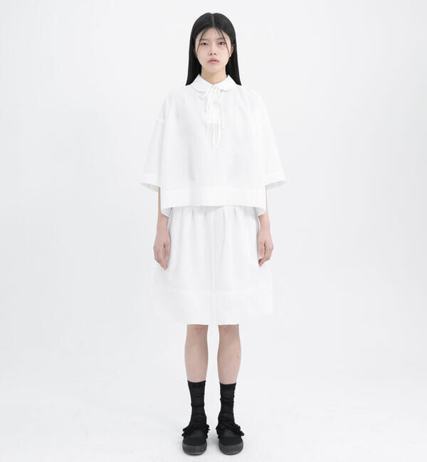  「eunoia｜ラウンドカラー リボンブラウス WOMEN」|シャツ・ブラウス|WHITE