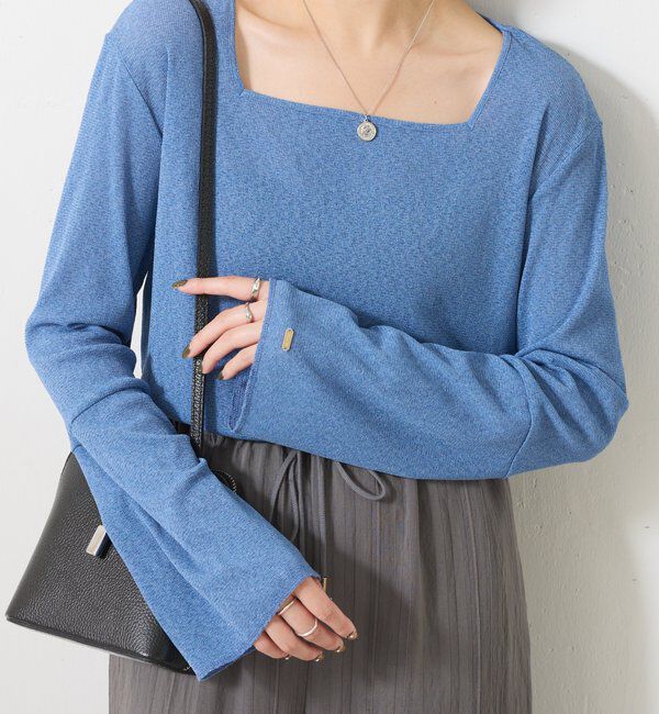  「【追加販売/1枚でもインナーでも着られる】シアーラメリブスクエアカットソー」|Tシャツ・カットソー|