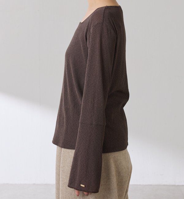  「【追加販売/1枚でもインナーでも着られる】シアーラメリブスクエアカットソー」|Tシャツ・カットソー|