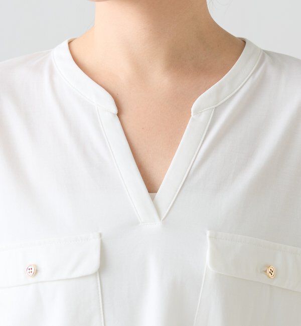  「【さらりとした着心地】スキッパーダブルポケットカットソー」|Tシャツ・カットソー|