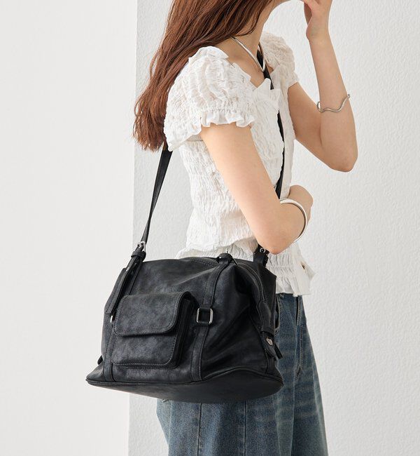  「ポケット付きベルトハンドルボストンBAG」|トートバッグ|