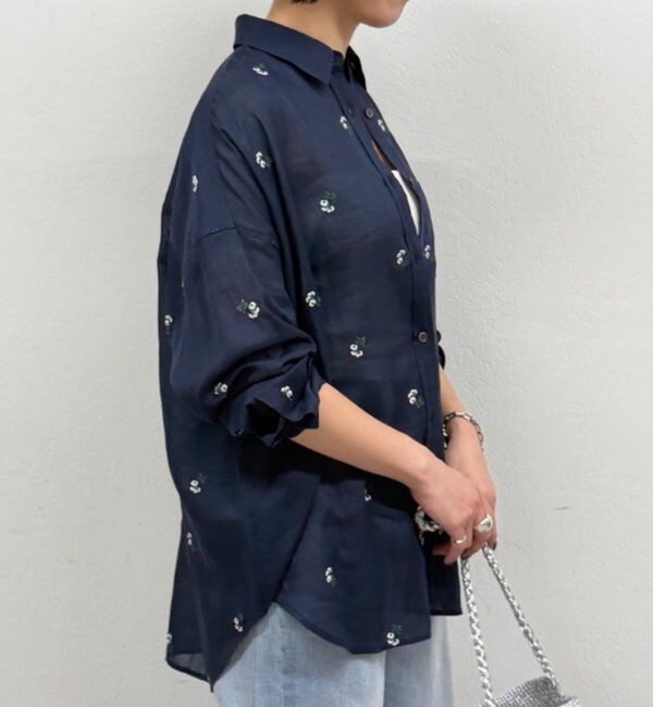  「カシュクール2way刺繍リネンシャツ」|シャツ・ブラウス|