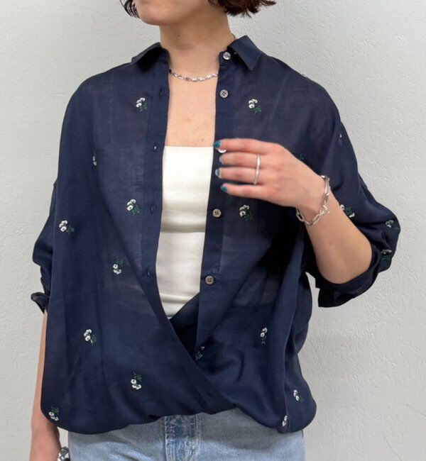  「カシュクール2way刺繍リネンシャツ」|シャツ・ブラウス|