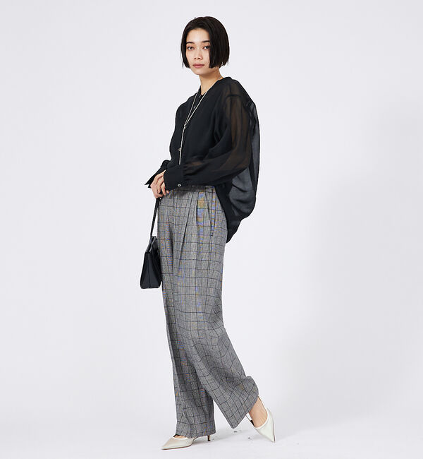 qualite「【セットアップ対応】リネングレンチェックパンツ」|その他|