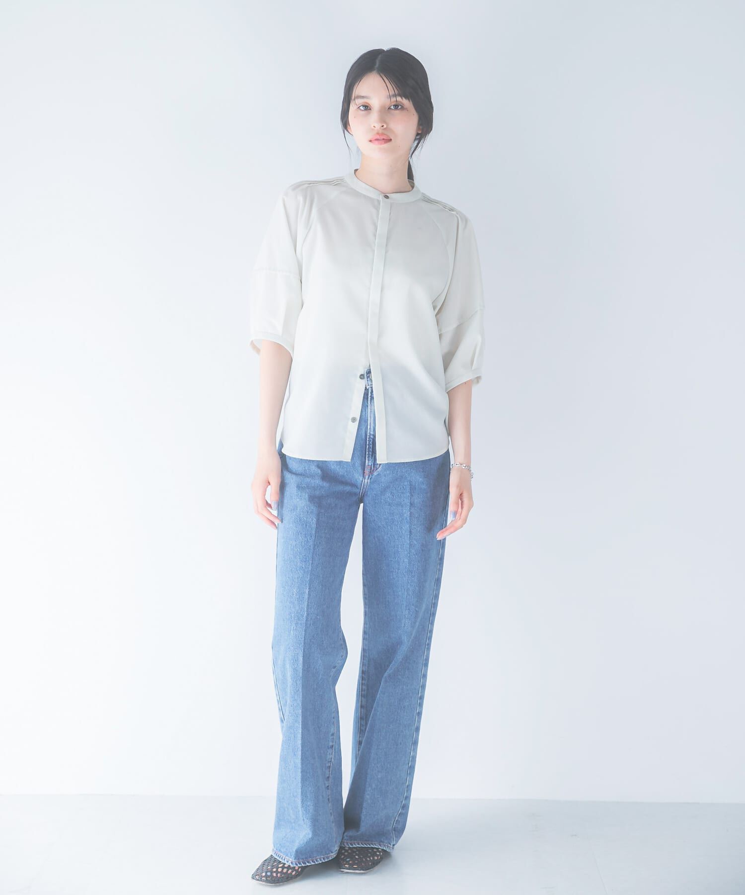 URBAN RESEARCH ROSSO「『WEB/一部店舗限定』UVカットウォッシャブルリネン混シャツブラウス」|シャツ・ブラウス|