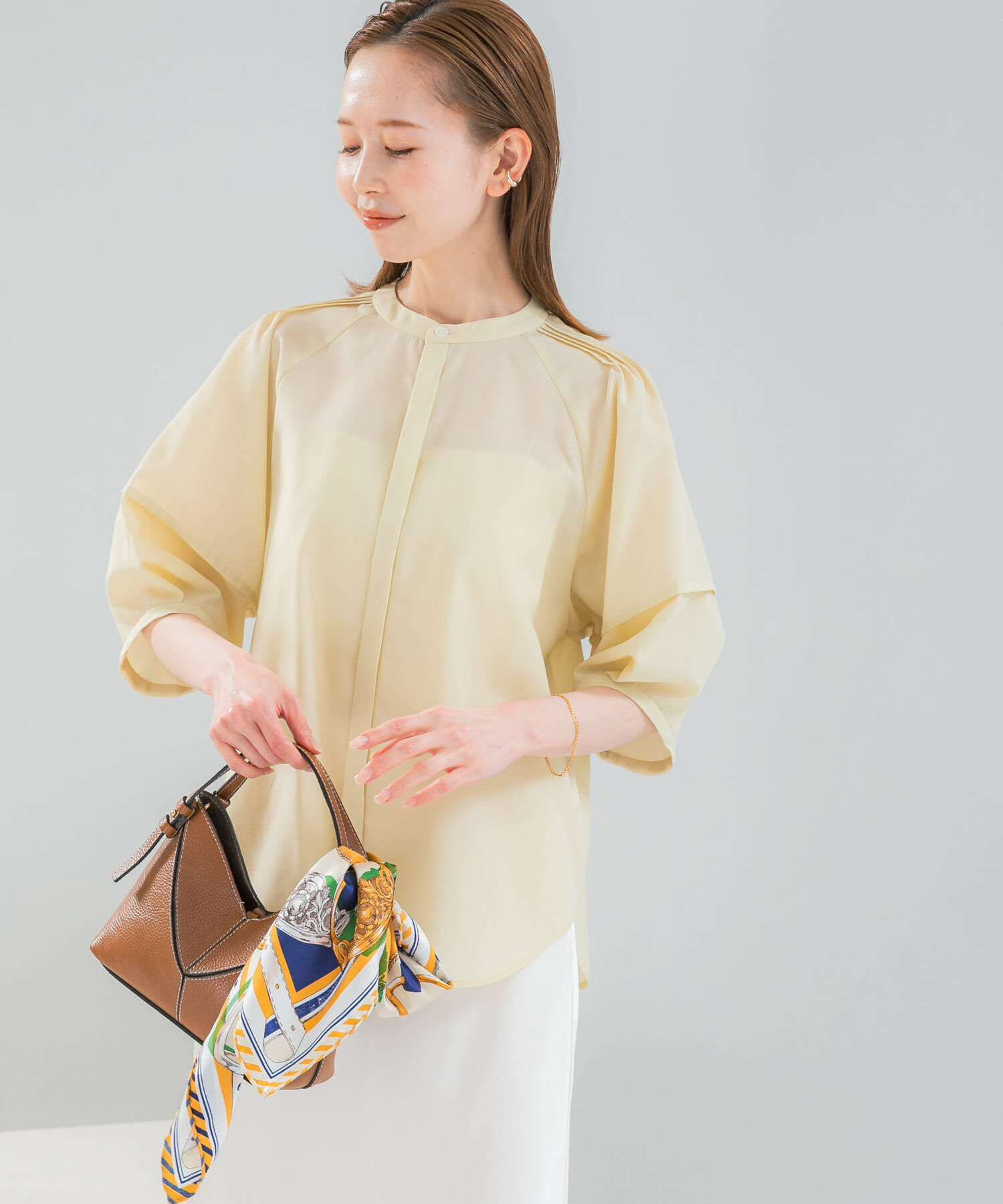 URBAN RESEARCH ROSSO「『WEB/一部店舗限定』UVカットウォッシャブルリネン混シャツブラウス」|シャツ・ブラウス|