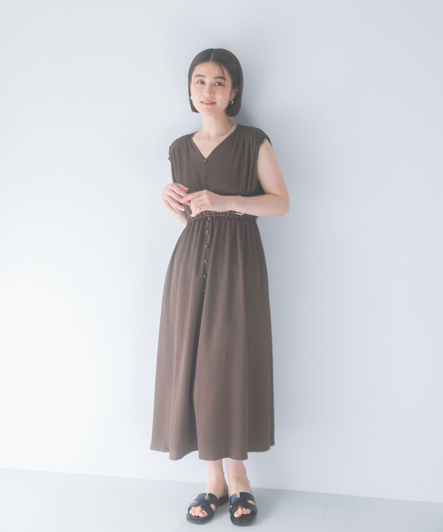 URBAN RESEARCH ROSSO「楊柳サテンウエストマークワンピース」|ワンピース|