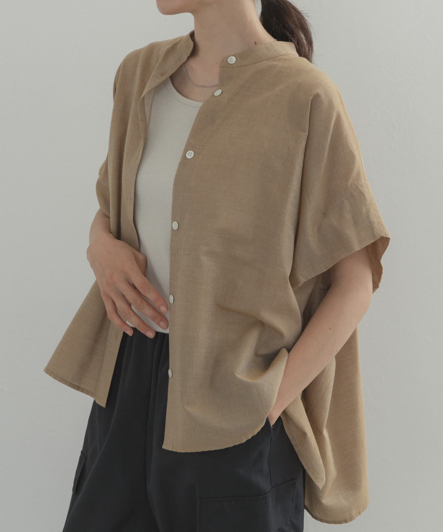 URBAN RESEARCH DOORS「シャンブレーワイドシャツ」|シャツ・ブラウス|ベージュ