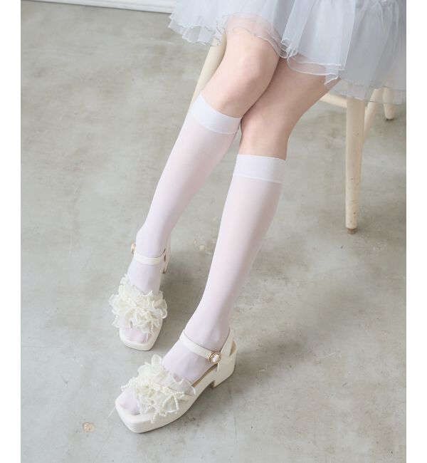  「パールフリルボリュームサンダル」|サンダル|