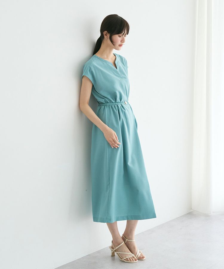 YECCA VECCA「リネンライクスキッパーワンピース」|ワンピース|Green