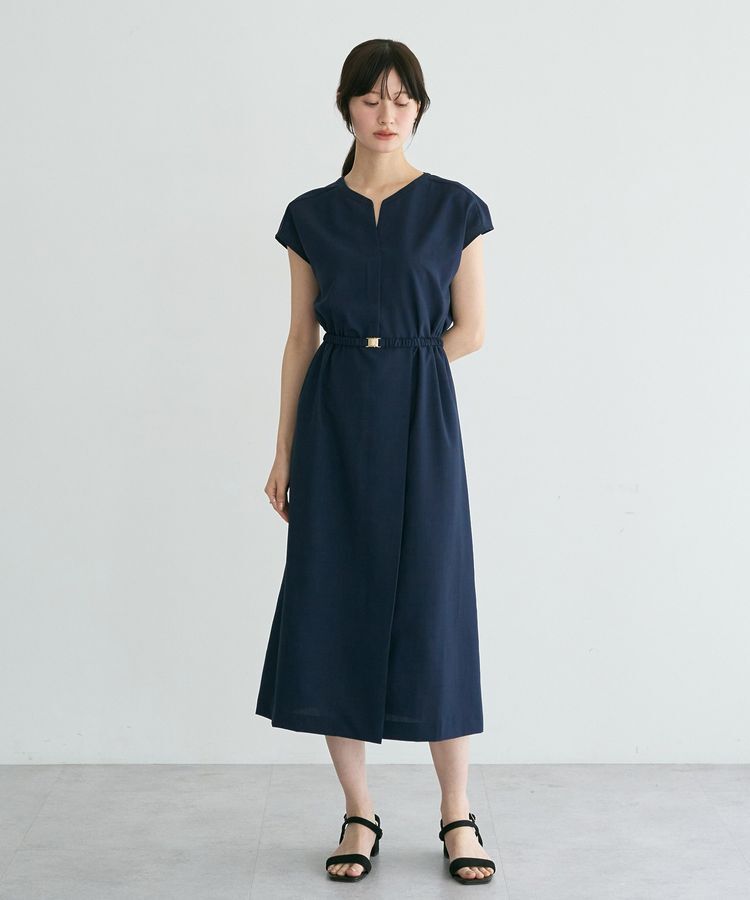 YECCA VECCA「リネンライクスキッパーワンピース」|ワンピース|Navy
