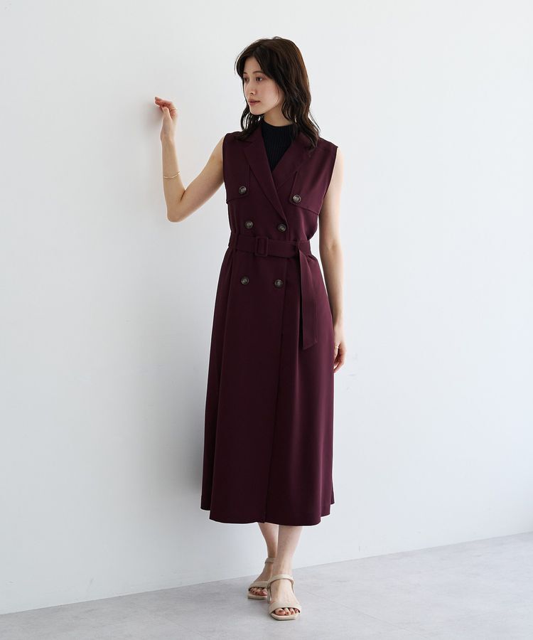 YECCA VECCA「【UVカット/接触冷感】トレンチジレワンピース」|ジャンパースカート|Bordeaux