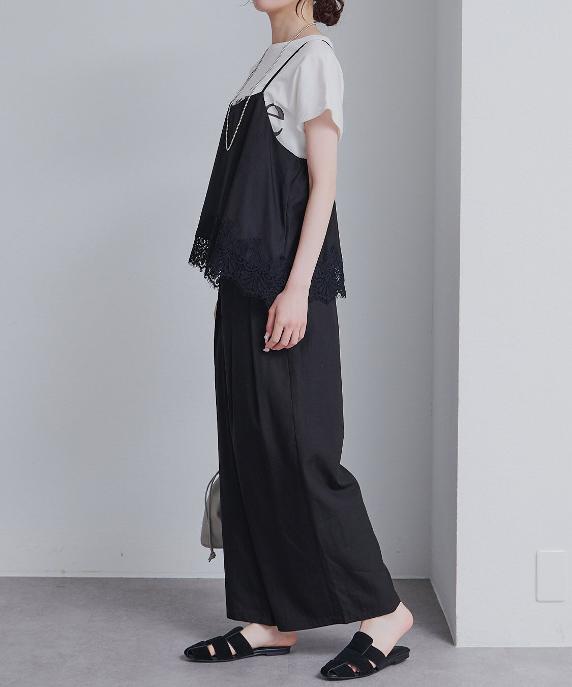  「【SET ITEM】レースヘムキャミソール+スラックスパンツセット」|その他|