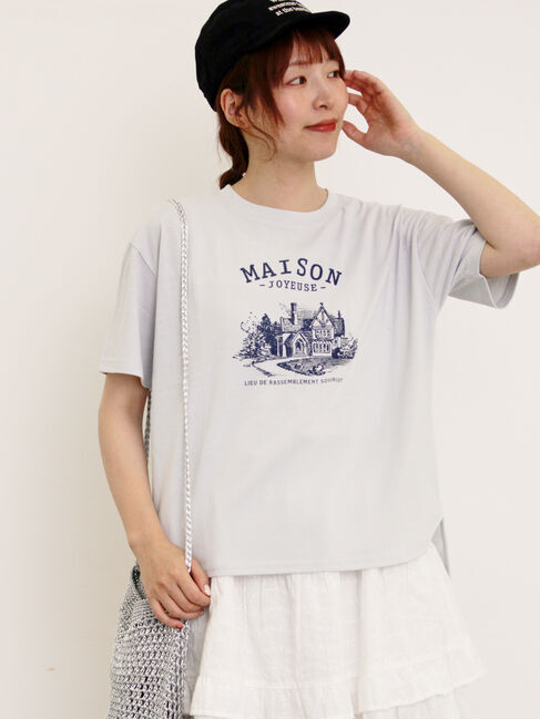 Samansa Mos2「建物プリントTシャツ」|Tシャツ・カットソー|