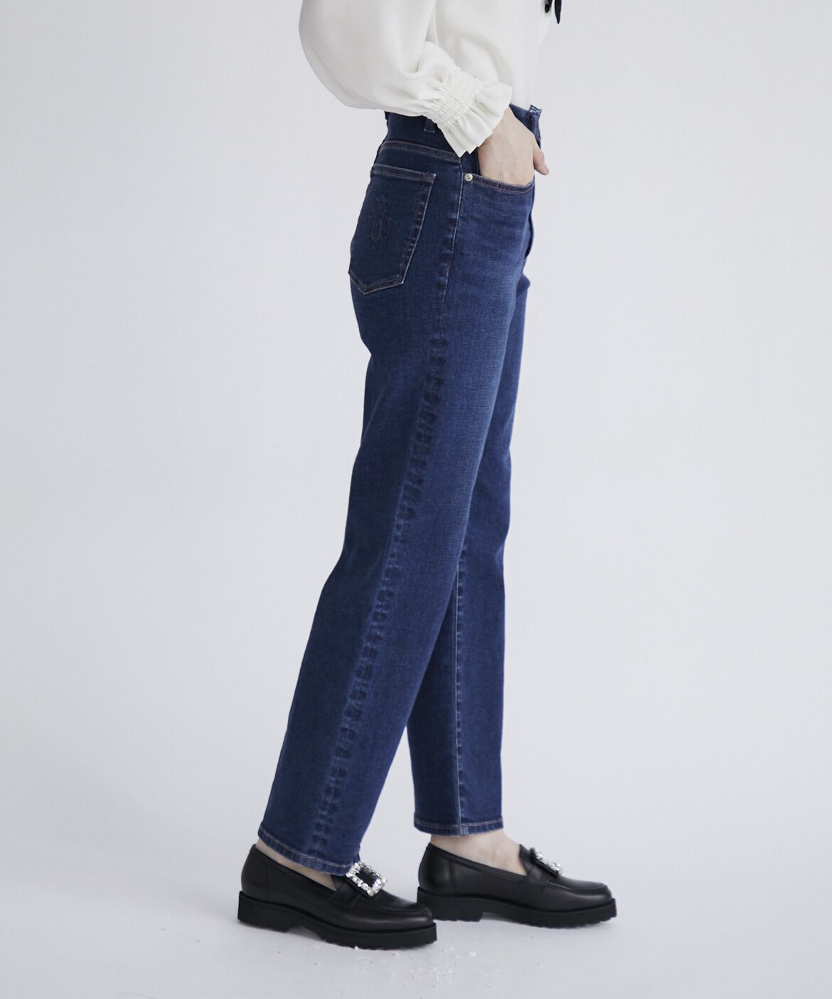 Maglie le cassetto「《Maglie Jeans》ハイウエストセミワイドジーンズ」|デニム|インディゴ9