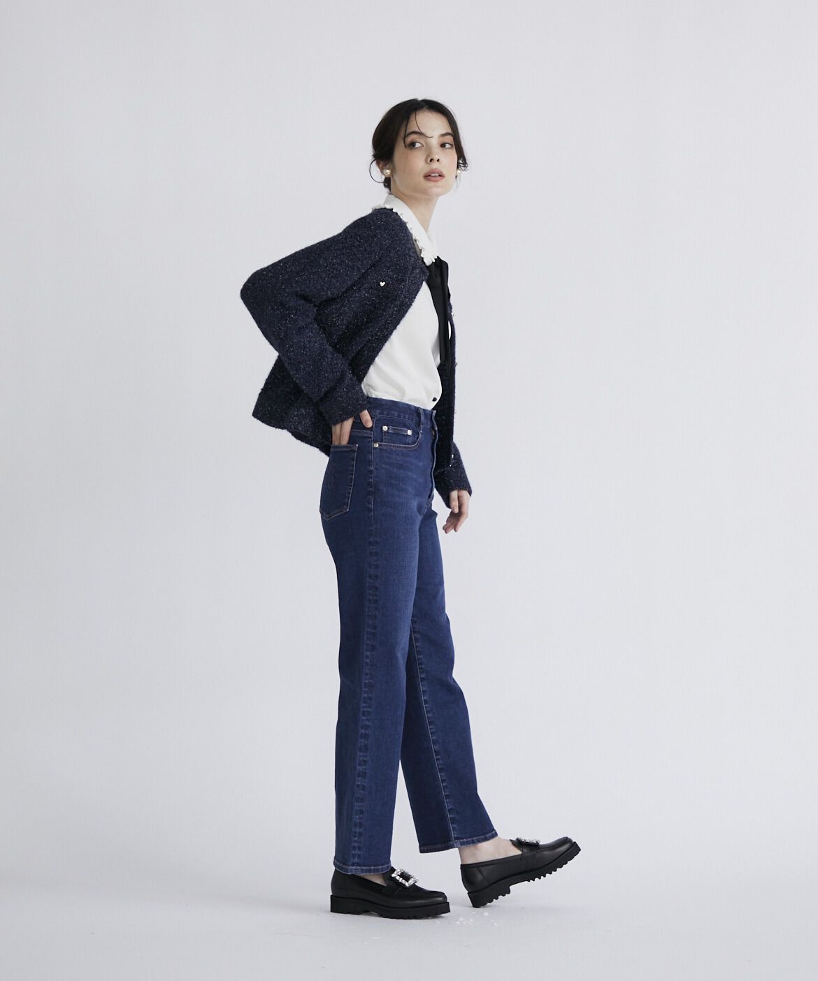 Maglie le cassetto「《Maglie Jeans》ハイウエストセミワイドジーンズ」|デニム|